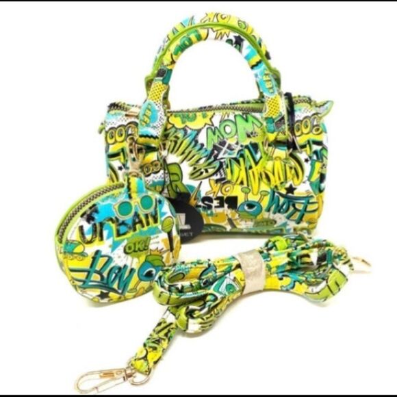2-N-1 Graffiti Mini Handbag and Wallet - Picture 4 of 5